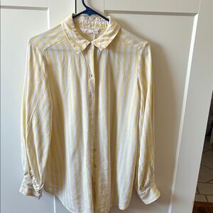 LC Lauren Conrad Casual Button Down Shirt in Yellow and White